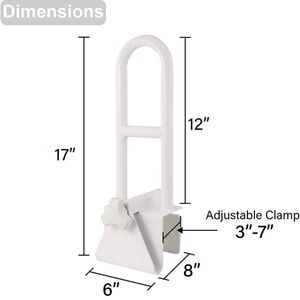 Vaunn Medical Bathtub Safety Rail Shower Grab Bar Handle White M775N-AAWH-APVM